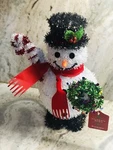 Ship 24 Hours. New- December Home Christmas Tinsel Snowman. 12 Inches Tall.. Fixed Price $42.40.