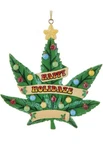 Kurt Adler Happy Holidaze Cannabis Leaf Christmas Tree Ornament 4 Inches A1877. Fixed Price $12.99.