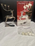 Godinger Silver Plated Christmas Reindeer Antler 6 Ball Candle Holder 12". Fixed Price $21.99.