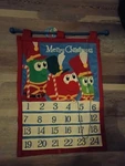 Veggietales Advent Calendar Cloth Countdown To Christmas 24 Pockets 22"X 15". Fixed Price $28.50.