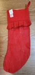 Red Lined Burlap Christmas Stocking Ruffled Cuff 21" X 7" Park Designs 850-51M. Fixed Price $7.50.