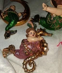 Katherines Collection Mermaid Figurines Glittered Set Green Pink Seahorse & Cres. Fixed Price $149.00.