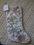 Coastal Collection Beaded Starfish Silver Dollar Shells Christmas Stocking 22. Fixed Price $40.99.