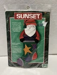 Vintage 90S "merry Santa" Sunset 24" Christmas Felt Stocking Kit. Fixed Price $11.99.