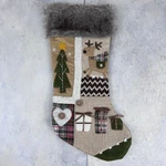 Dandee Collector's Choice 18 Christmas Stocking Green Felt Fur Appliqu Buttons. Fixed Price $12.99.