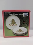 Holiday Hostess Set Of 4 Cake Plates 71/2" Christmas Tree -tienshan Fine China. Fixed Price $14.99.