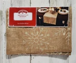 Holiday Time Jute Burlap Table Runner Christmas Gold Snowflakes 72"X13" New. Fixed Price $19.96.
