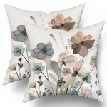 Teal Brown Cream Grey Floral Throw Pillow Covers 18X18 In Watercolor Tan Gray.... Fixed Price $26.37.