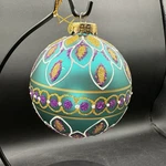 Peacock Blue Gold Blown Glass Christmas Holiday Ball Ornament Large. Fixed Price $16.99.
