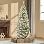 6' Pre-lit Hinged Snow Flocked Pencil Artificial Christmas Tree W/ Led Lights. Fixed Price $95.99.