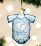 Old World Christmas Baby 1ST Onsie Blue 32339 Glass Ornament Nwt. Fixed Price $19.99.
