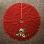Christmas Tree Skirt 42" Velvet Teddy Bear Ornaments Embroidered Design. Fixed Price $30.00.