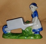 Vintage Made Japan Pottery Dutch Girl And Wheelbarrow Planter/trinket Holder. Fixed Price $7.00.