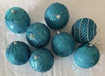 Set Of 8 Large Turquoise Christmas Ball Ornaments 4 Glitter Sequin Teal. Fixed Price $13.99.