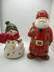 Hallmark Santa Snowman Tea Light Candle Holders Ceramic Christmas Set. Fixed Price $29.95.
