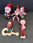 Vintage Lot Of 5 Christmas Ornaments Napco Pixie Elf Wooden & Glass Ball Santa. Fixed Price $25.00.