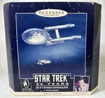 '96 Hallmark Magic Ornaments Star Trek 30 Years Set Of 2 W/base- Kirks Voice Nib. Fixed Price $24.99.