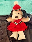Vintage Puppy Dog Hanging Christmas Stocking Pouch Santa's Best Rennoc 21" Tall. Fixed Price $25.99.