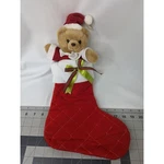 Russ Christmas Bear Plush Stocking 16 Inch Quilted Stuffed Animal Toy. Fixed Price $13.45.