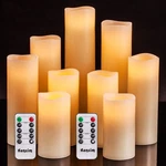 Flameless Led Candles Set Of 9 Ivory Real Wax Pillar Lights With Remote Timer 4". Fixed Price $29.25.