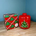 Waechtersbach Christmas Tree 7 Red Cookie Jar & Lid Canister West Germany + Box. Fixed Price $49.99.