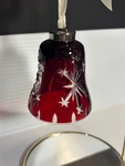 Waterford Ruby Red Cut To Clear Crystal Christmas Bell Ornament Snow Euc. Fixed Price $89.97.