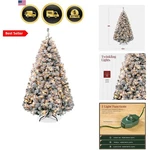 Pre-lit Artificial Christmas Tree, 6FT Snow Flocked Design Pine Full Ap.... Fixed Price $241.99.