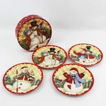 Tii Collections 4 Snowman 8" Christmas Plates W/ Storage Box. Fixed Price $27.99.