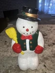 Vintage Snowman Blow Mold Tabletop Plastic 10.5IN Christmas Holiday Decoration. Fixed Price $25.00.