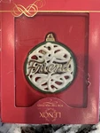 Lenox For My Friend Ball The Holidays Christmas Ornament Ceramic White Gold. Fixed Price $10.56.
