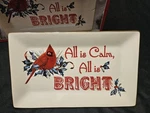 Lenox Serving Platter Plate Christmas Red Cardinal All Calm, Bright !!. Fixed Price $11.85.