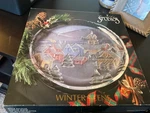 Crystal Clear Studios Winter Scene & Frosted Glass Large Plate/platter 14". Fixed Price $10.50.