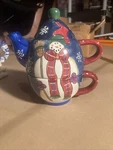 Bella Casa By Ganz 3 Pc. Stackable Snowman Ceramic Teapot, Lid & Cup. Fixed Price $16.43.