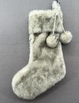 Northlight Christmas Stocking Silver Fox Faux Fur With Poms Gray. Fixed Price $18.82.
