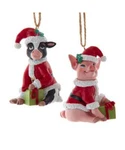 Set Of Christmas Farm Pig & Cow Ornaments A2413. Fixed Price $29.99.