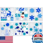Christmas Window Clings Gel: Blue/white Snowflake & Snowman 6-PIECE Set. Fixed Price $30.76.