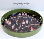 New Pottery Barn Forest Gnome Handcrafted Round Serving Tray Christmas Holiday. Fixed Price $99.95.