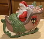 Brinns Christmas Santa Sleigh Music Box Ceramic Hand Painted Taiwan 1991 Vtg. Fixed Price $15.40.
