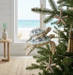 December Diamonds Sea Turtle Glass Christmas Ornament Pearl Glitter Blue Coastal. Fixed Price $18.99.
