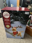 Santa Fuzzy Dog With Antlers 32IN Light Up Yard Christmas Holiday Decor Nib. Fixed Price $78.00.