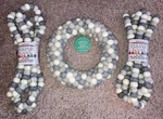 Trader Joe's 2023 Felted Wool Wreath White & Grey Handcrafted 9 Ft. Garlands. Fixed Price $60.00.