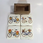 Creative Co-op Resin Bicycle Coasters Set Of 4 W/ Box Mary Lake Thompson. Fixed Price $19.99.
