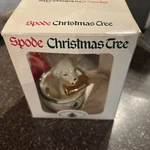 Vtg Spode 2002 Porcelain Puppy Dog With Stocking Xmas Tree Ornament New Box. Fixed Price $68.00.