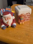 Stackable Santa And Chimney Salt Pepper Shakers. Fixed Price $6.25.