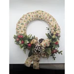 Vtg Fabric Wreath Floral Berry Holly Pinecone Christmas Holiday Home Decor 10". Fixed Price $25.00.