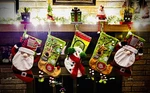 Pier 1 Christmas Stockings And Hangers Santa Reindeer Snowman Set Of 5. Fixed Price $107.00.