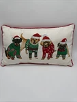 Dogs Santa Hats Christmas Scarves Holiday Pillow Lumbar Pug Lab Beagle. Fixed Price $17.99.