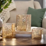 Set Of 3 Evergreen Glass Cube Towers Light Up Table Decor Batteries Included. Fixed Price $44.99.