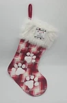 Holiday Pet Stocking Paw Print Cat Or Dog Red & White Plaid New. Fixed Price $12.99.