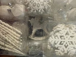 Christmas Balls Ornaments Set 128PC,SHATTERPROOF Plastic, Clear, White & Silver. Fixed Price $45.00.